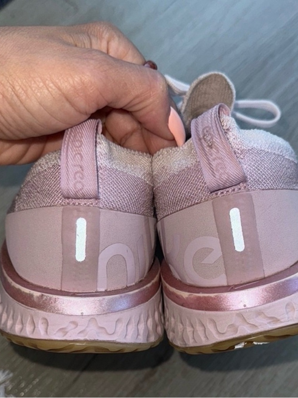 Nike Women's Light Pink Knit Running Sneakers - Picture 5 of 7